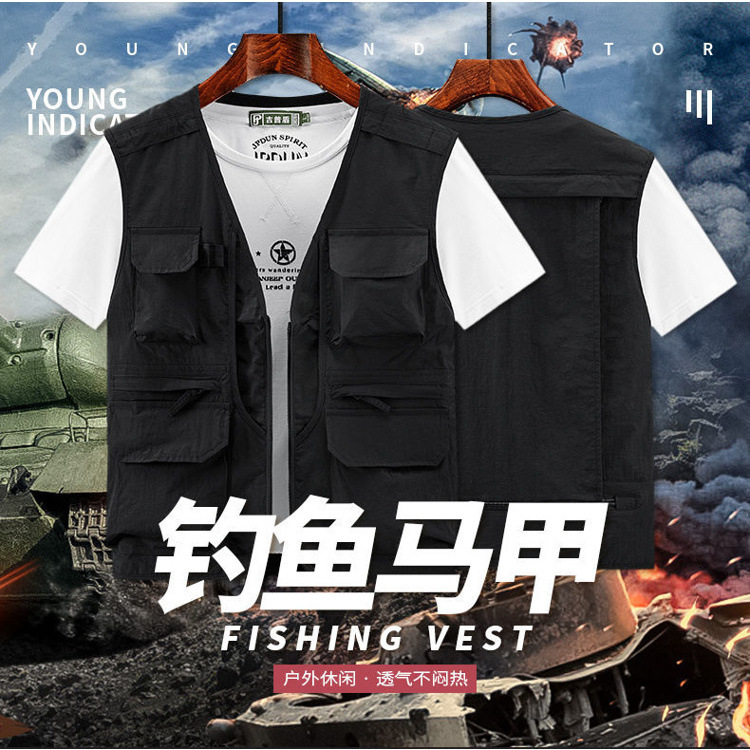 Ropa de trabajo de primavera y verano chaleco de herramientas de bolsillo múltiple delgado para hombres fotografía al aire libre chaleco de pesca malla transpirable chaleco velocidad