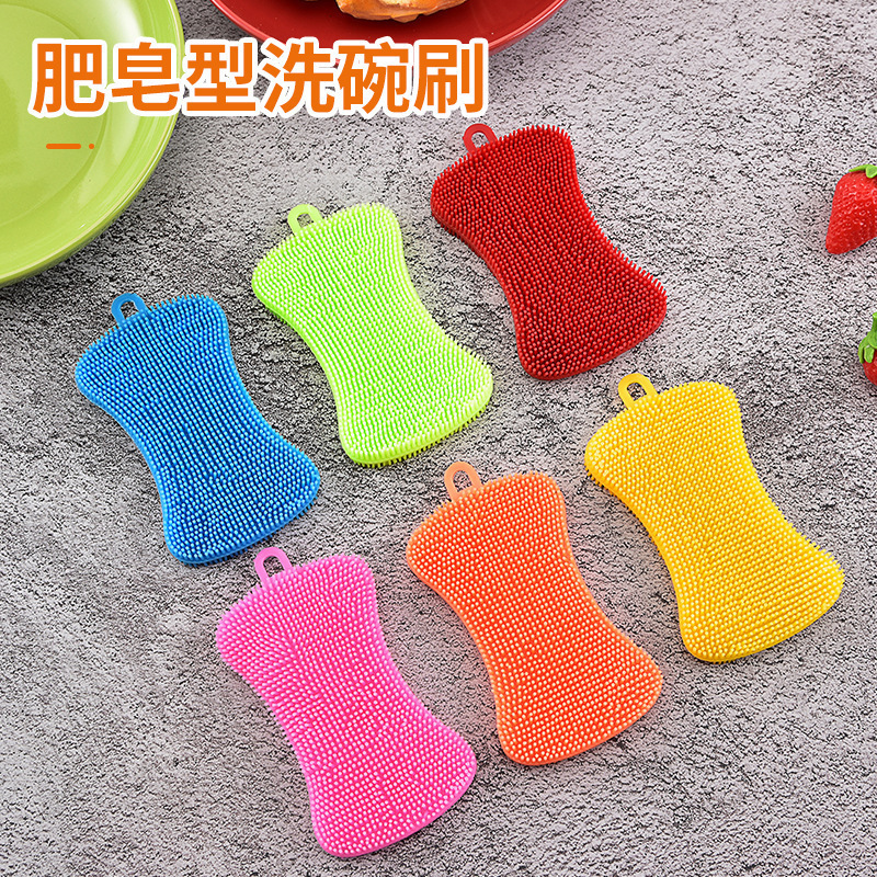 Multi-Color Silicone Dishwashing Brush for Household Use, Stain-Removing Soap Cleaning Dishwashing Brush, Durable Cleaning Brush, Kitchen Tools Wholesale