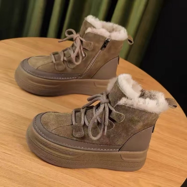 Martens, зимние ботинки на платформе, флисовые, сохраняющие тепло, высокие ботинки, средней длины