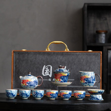 新款高档窑变茶具套装创意浮雕汝窑龙鱼陶瓷功夫茶壶茶杯整套礼盒