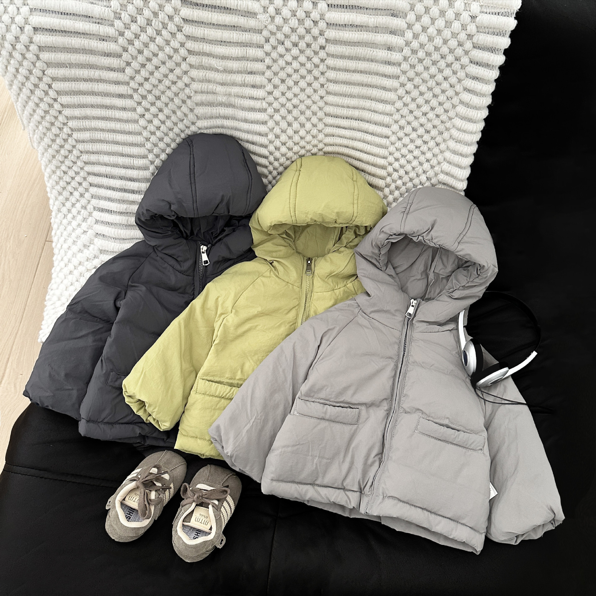 Chaqueta de invierno para niños, ropa de bebé con capuzas, chaqueta blanca delgada, chaqueta caliente para bebés, moda