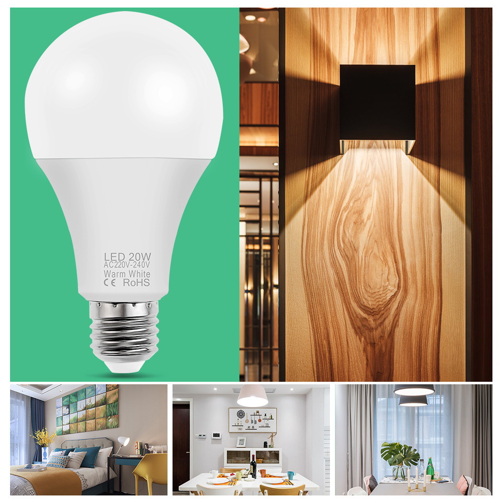 谦润照明LED家用灯泡螺口e27球泡灯220v高亮节能塑包铝室内照明灯