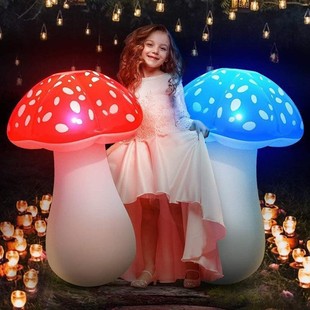 Cross-border hot sale PVC inflatable light-emitting mushroom children's inflatable light-emitting mushroom lamp remote control LED light inflatable toy