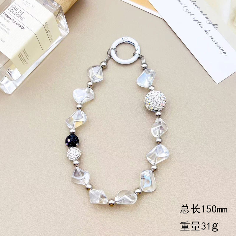 다이아몬드 다이아몬드 휴대폰 체인(화이트)