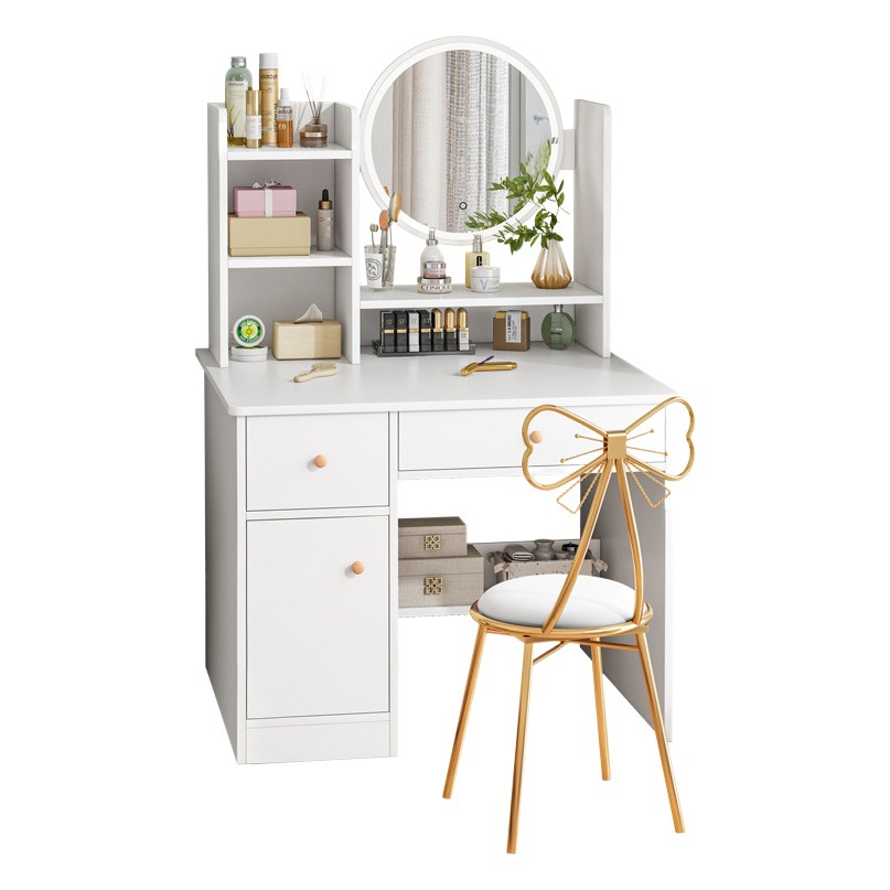 Armario de almacenamiento de tocador integrado moderno simple tocador dormitorio pequeño apartamento red pequeña mesa de maquillaje práctico estilo rojo