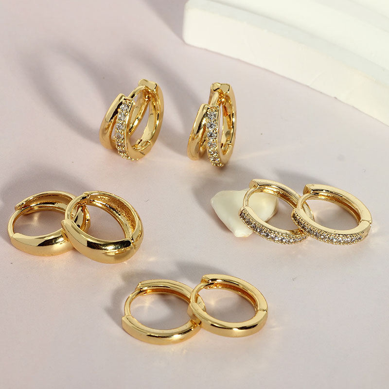 8-Piece Set Stainless Steel Gold Plated Double Layer Cubic Zirconia Ear Cuff Earring for Cartilage Helix Tragus detail image 7