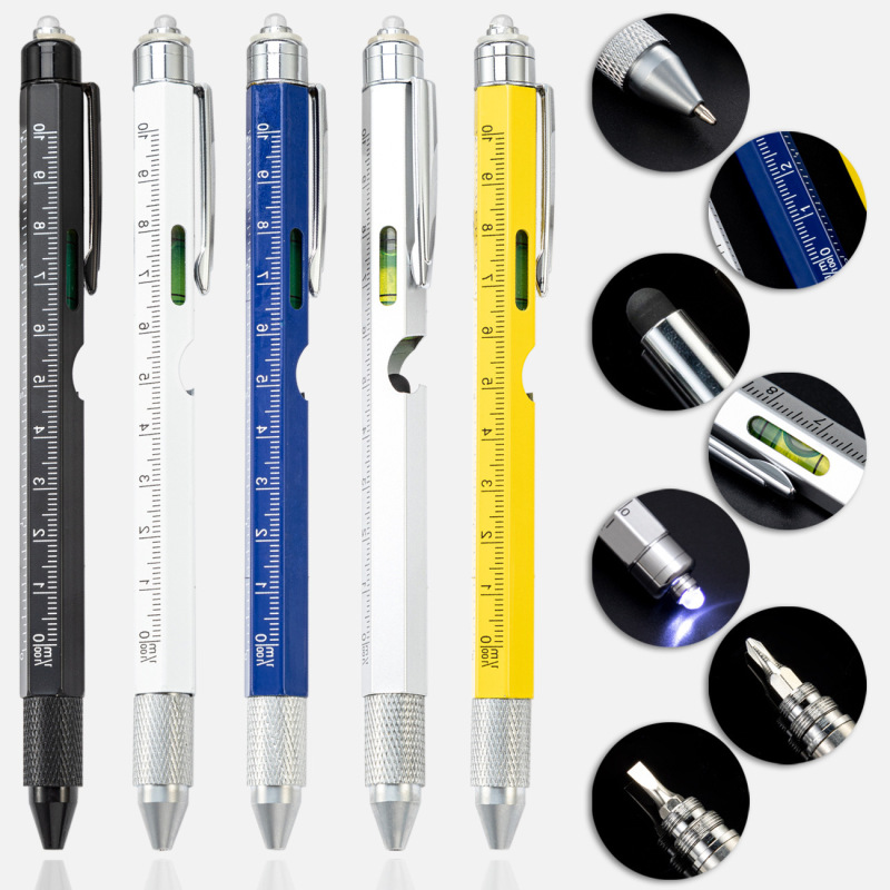 ライト付き屋外ツールペン、7-in-1 レベルスケール、タッチスクリーンペン、十字ドライバー、ボールペン|undefined