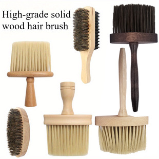 New Solid Wood Brush with Wooden Handle, Soft-bristled Clothing Dust Removal Cleaning Brush, Hairdressing Supplies, Broken Hair Sweep, Imitation Mane Hair Cleaning