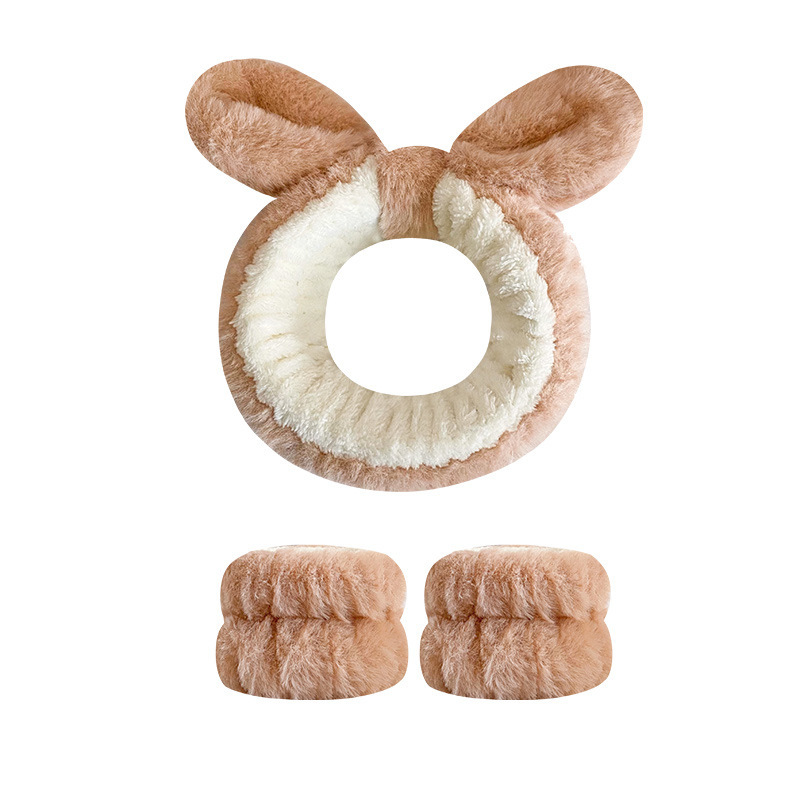 Otoño y invierno nuevo super lindos dibujos animados animal correa de cabello conjunto de correa de muñeca a prueba de humedad presión protector de cabello de muñeca lavado de la cara accesorios de cabello al por mayor