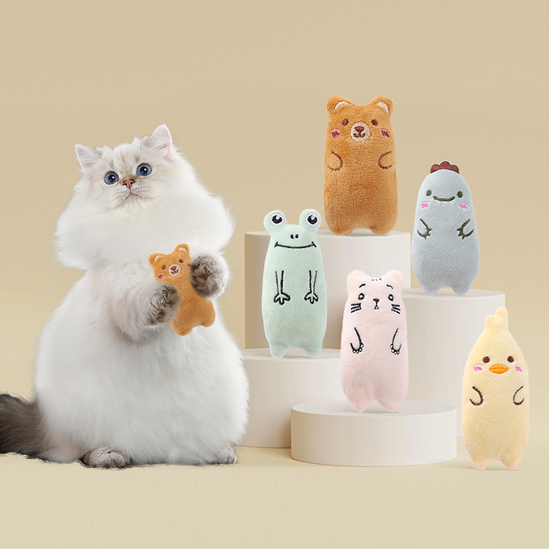 Pet supplies factory wholesale cross-border cute small animal plush catnip toys interactive play cat toys