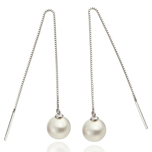 Cross-Border Hot-Selling Stylish Celebrity-Inspired Silver Ear Jewelry Wholesale Earrings Ear Studs Needle Pearl Ear Thread Women's Style
