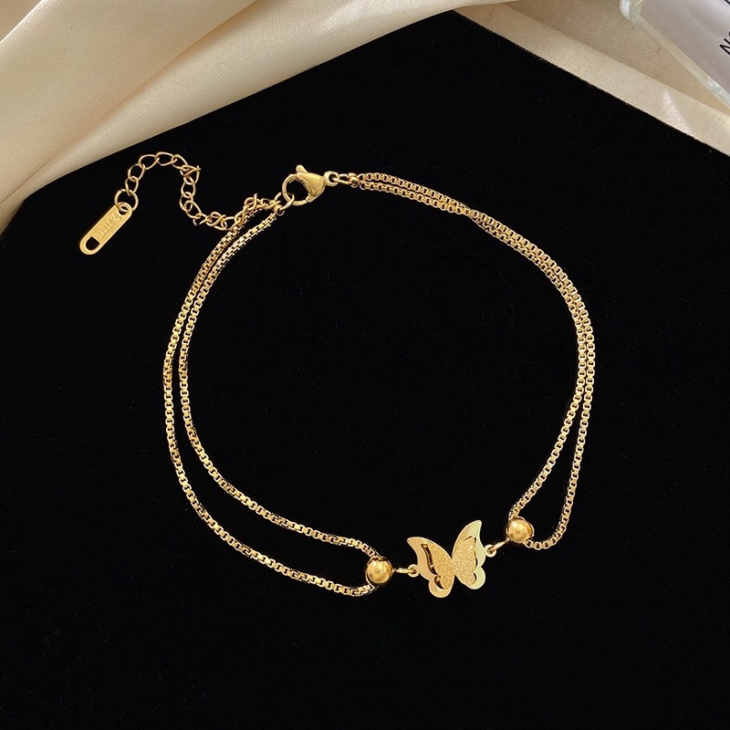 Butterfly Bracelet de alta calidad 18k oro nuevo estilo de cadena de tobillo de acero de titanio no decolor sexy nicho de tobillo para mujeres