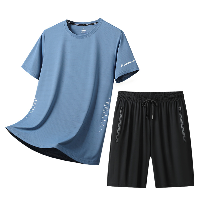Verano delgado juego deportivo casual hombre y mujer suelta camiseta transpirable un juego de pantalones de cinco puntos de negocios casual