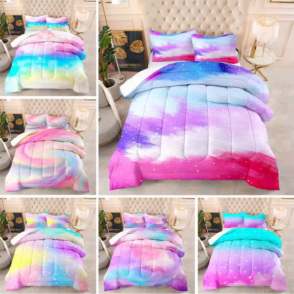 Cross-border fat quilt three-piece 3D digital printed quilt core Amazon bedding fat quilt multi-piece wholesale