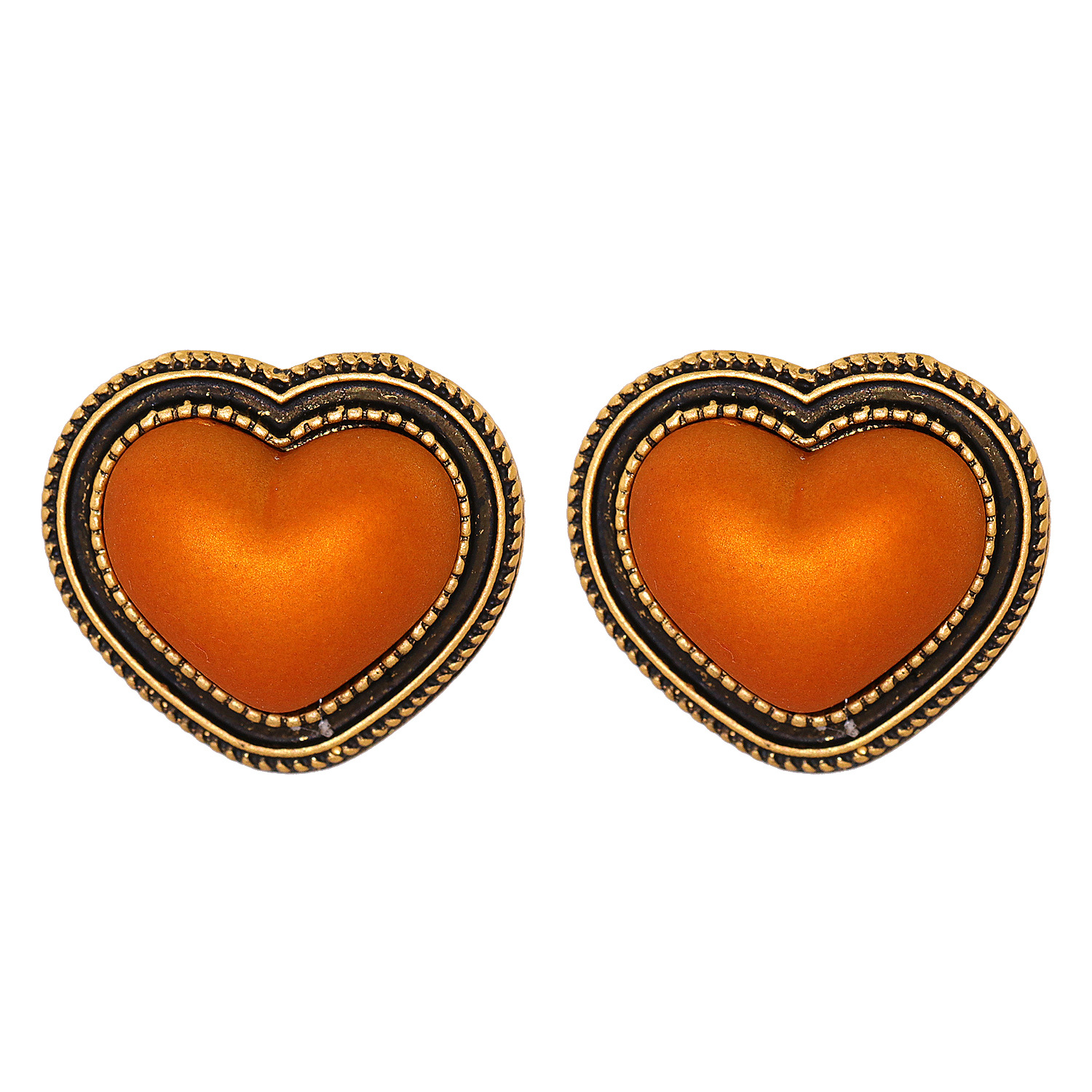 Retro Big Peach Heart-shaped Earrings display picture 4