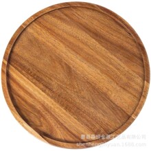 木质托盘家用现代简约风格圆形干果点心水果餐盘茶盘摆拍木碟子盘