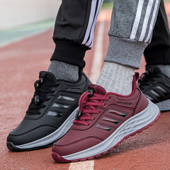 Cross-border leather waterproof walking shoes with padded cotton, anti-slip mother's shoes for men and women, elderly shoes for middle-aged and elderly, thick-soled sports shoes