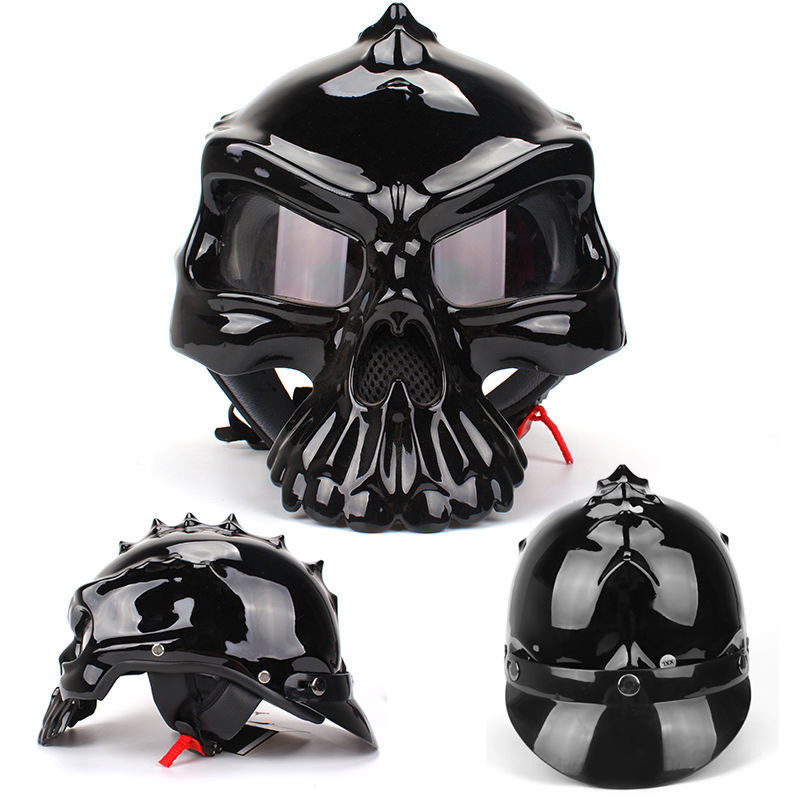 Electric bike helmet for men, stylish and personalized, two-sided replaceable skull helmet, high-quality ABS half helmet, personalized, suitable for all four seasons