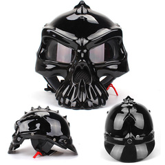 Electric bike helmet for men, stylish and personalized, two-sided replaceable skull helmet, high-quality ABS half helmet, personalized, suitable for all four seasons