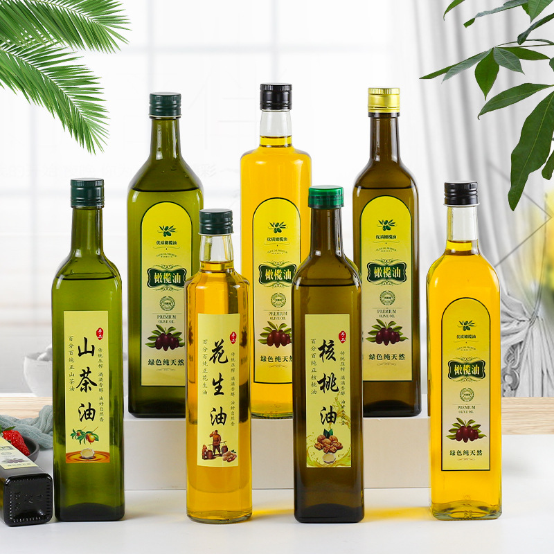 茶色玻璃橄榄油瓶750ml透明菜籽油山茶油瓶密封核桃油麻油包装瓶