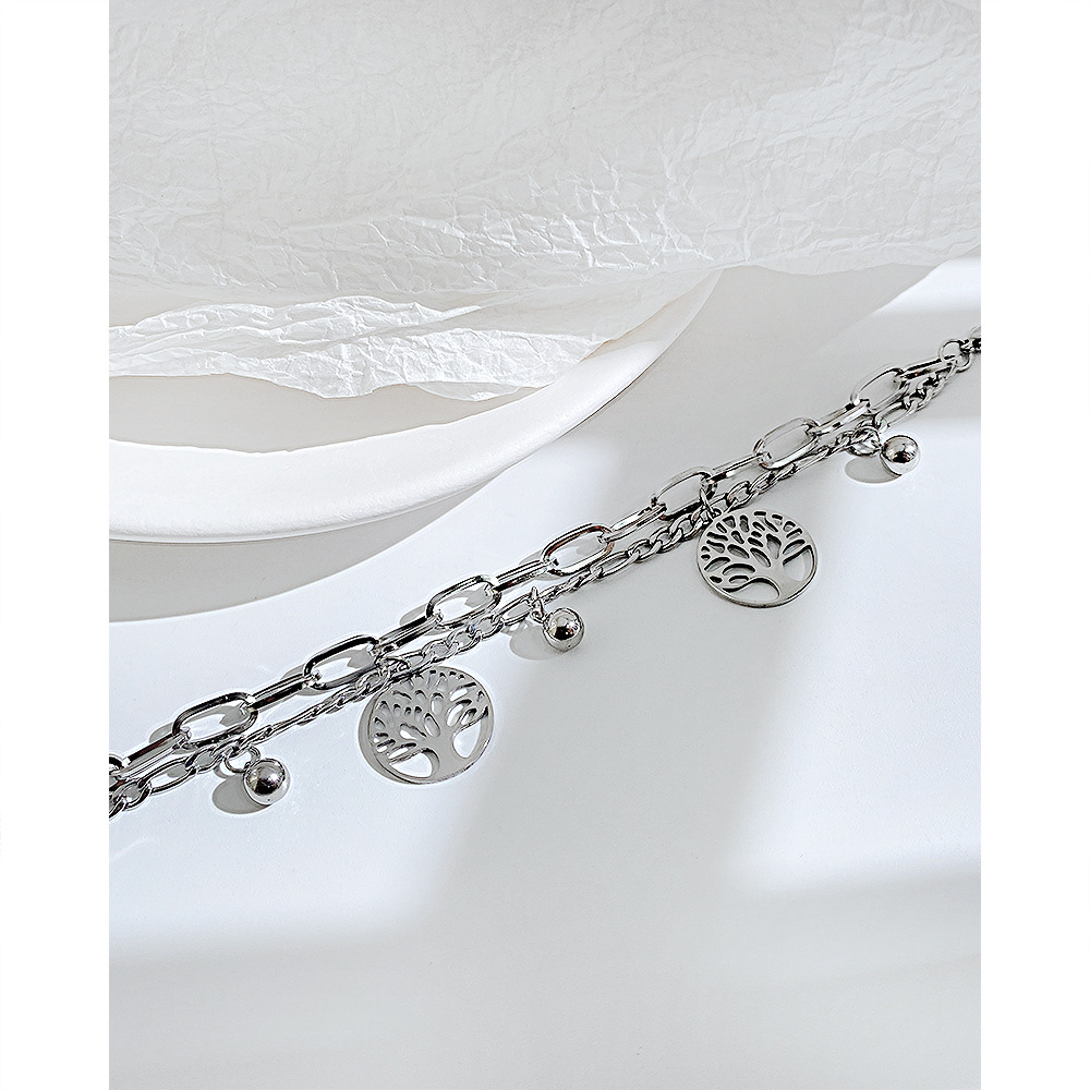 Fashion Tree Stainless Steel Bracelets Layered Chain No Inlaid Stainless Steel Bracelets