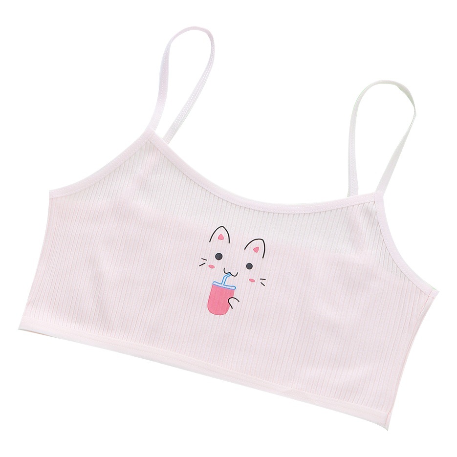 En stock al por mayor de hilo de algodón ropa interior de desarrollo de una sola etapa camisola de una sola capa anti-golpe estudiante de escuela primaria sujetador