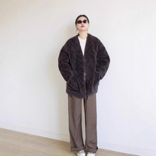 2024秋冬新款羊毛外套 羊剪绒复合皮毛一体中长款宽松大衣外套