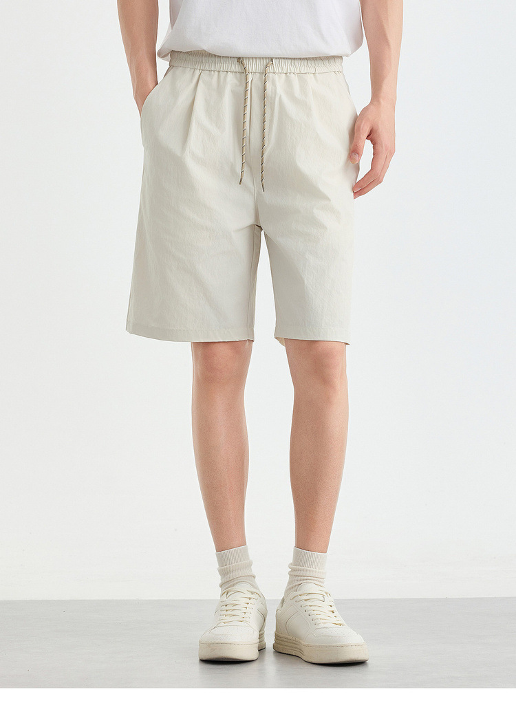 Quần short nam kaki dáng suông cạp chun thoáng khí — đen chi tiết 12