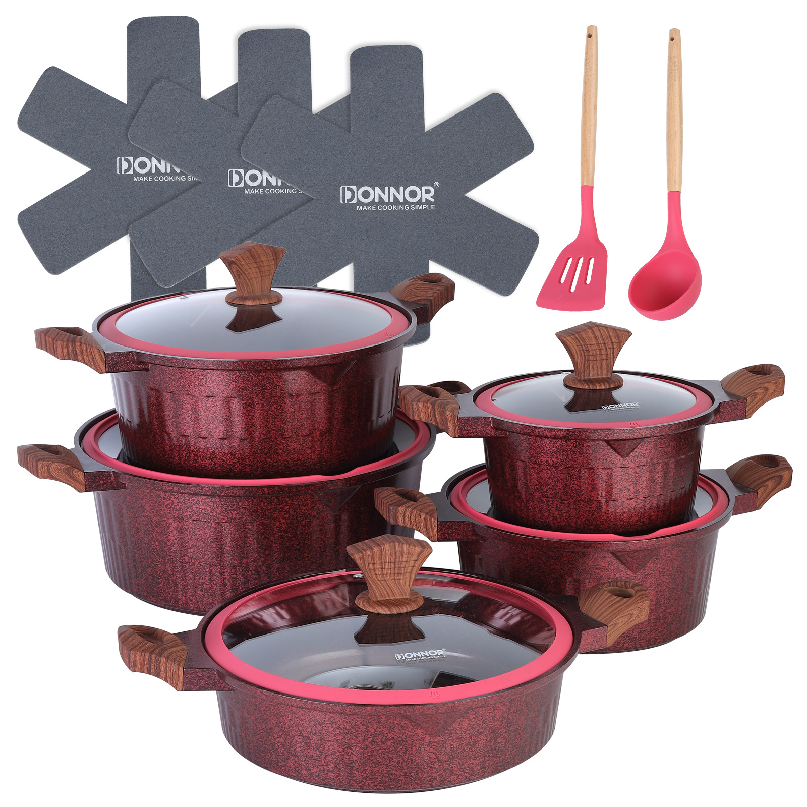 Nuevo conjunto antiadherente de cocina de cocina de madera de cocina de cocina de piedra de arroz de arroz de leche de cocina
