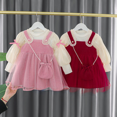 Baby Girl Fashion 4 Seasons Dress 2023 New Girl Princess Dress Children Spring and Autumn 3-in-1 Dress Dropshipping