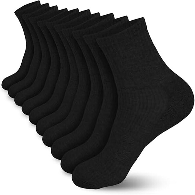 Men's Cushioned Quarter Socks, Breathable Cotton Ankle Socks, Seamless Toe, Odor Control, Arch Support