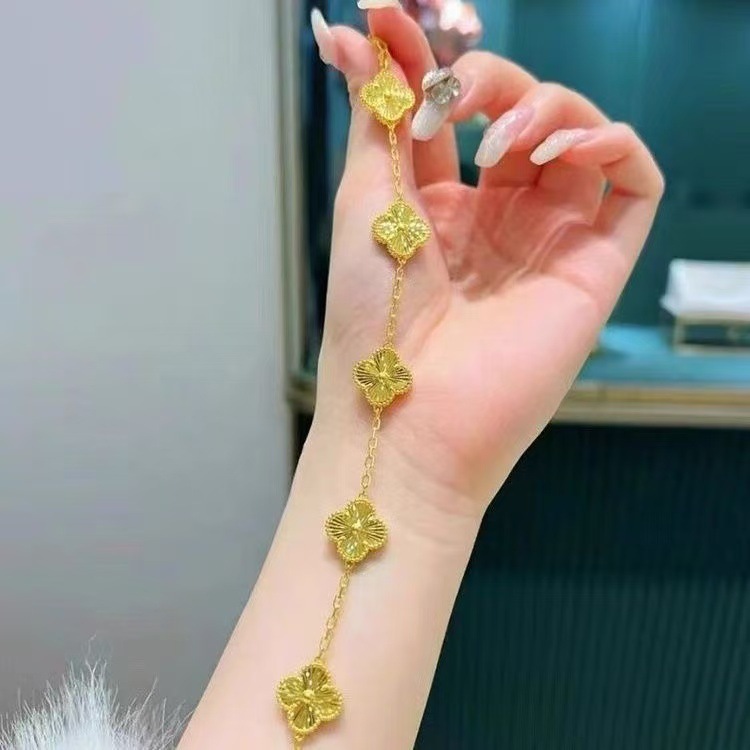 好运常伴幸运四叶草花朵气质女款可调节手环轻奢高级精致手饰新款|undefined