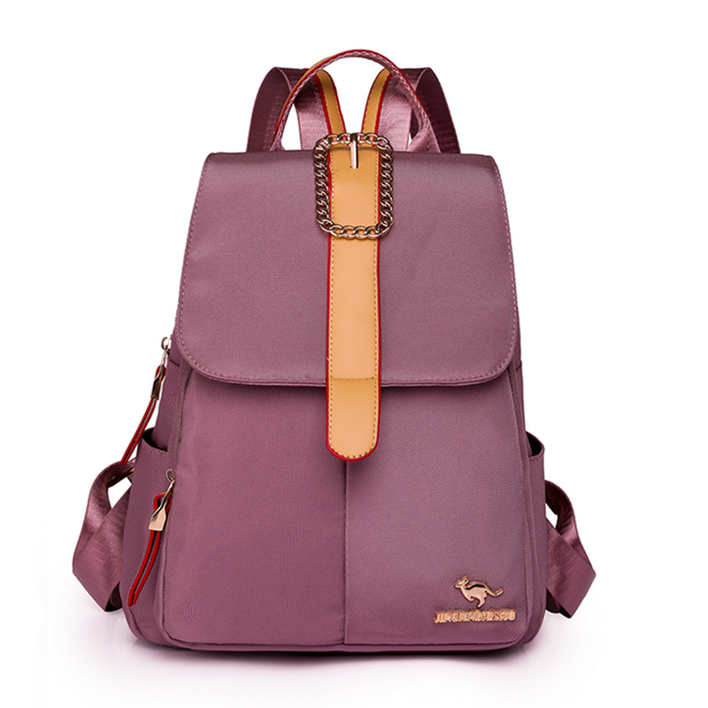 Fábrica al por mayor 2024 nueva casual mochila de nylon de las mujeres moda contraste color mochila de viaje de gran capacidad