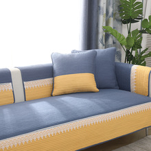 沙發椅坐墊沙發墊四季通用簡約棉布藝棉加厚實木皮沙發套罩亞馬遜
