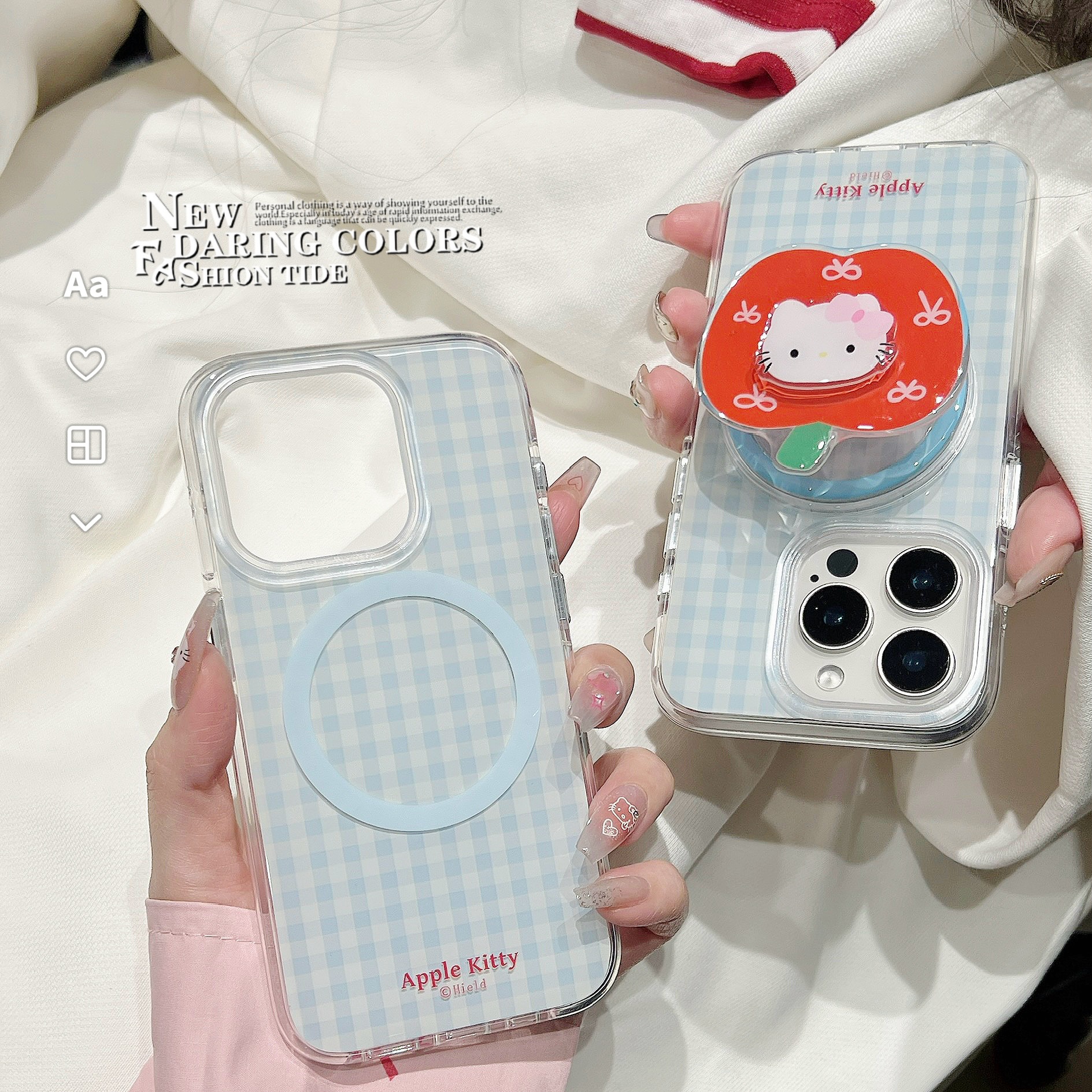 Pequeño azul fresco a cuadros para Apple 15ProMax funda para teléfono móvil 16Pro Verano 14/13 Nuevo 16PM Mujer 15