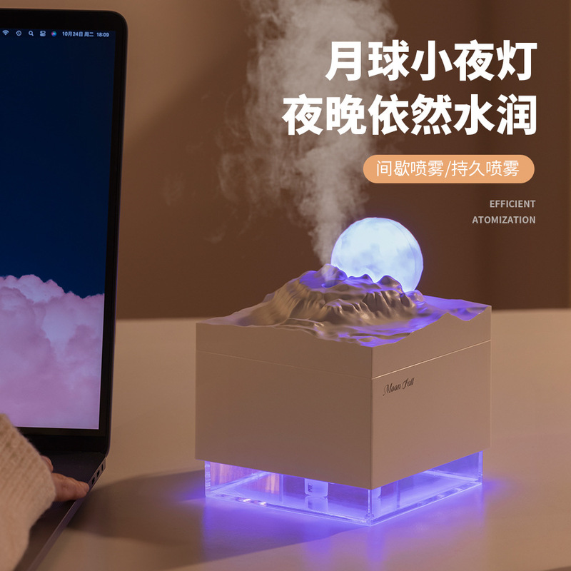 Usb加湿器新型月夜灯ミニデスクトップ加湿器家庭用オフィス空気噴霧加湿補水|undefined