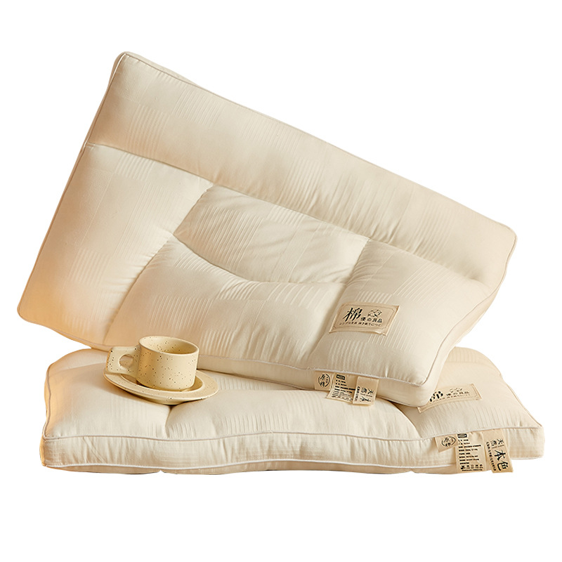 Almohada de fibra de soja de algodón de clase A para dormir, una columna cervical, almohada para el cuello individual, núcleo de almohada bajo, cabeza entera