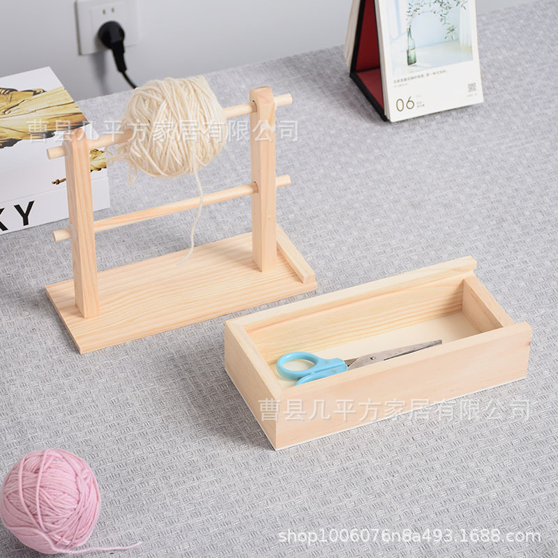 Solid Wood Spool Nail Double-Layer Yarn Spindle Rack Knitting Tool Storage Box Multifunctional Storage Rack Solid Wood Spool Nail Double-Layer Yarn Spindle Rack Knitting Tool Storage Box Multifunctional Storage Rack
