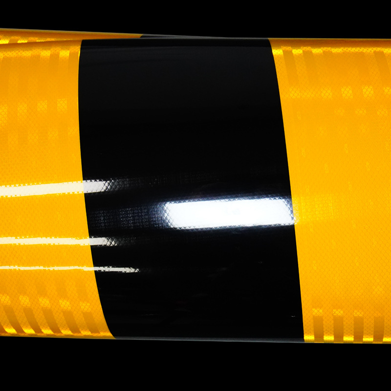 Película de advertencia reflectante bicolor Película de advertencia reflectante autoadhesiva RGP Paste de advertencia negro-amarillo recto rojo-blanco