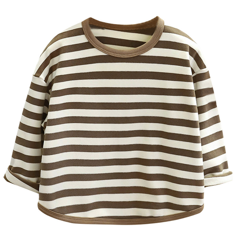 Camiseta de base infantil otoño nuevo niño caliente camiseta de camiseta de manga larga rayada camiseta de niñas ropa de base para niños mayorista