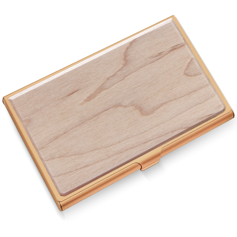 片面貼り無垢材超薄型アルミ合金名刺入れ木目金属名刺入れ赤木カード入れビジネスギフト