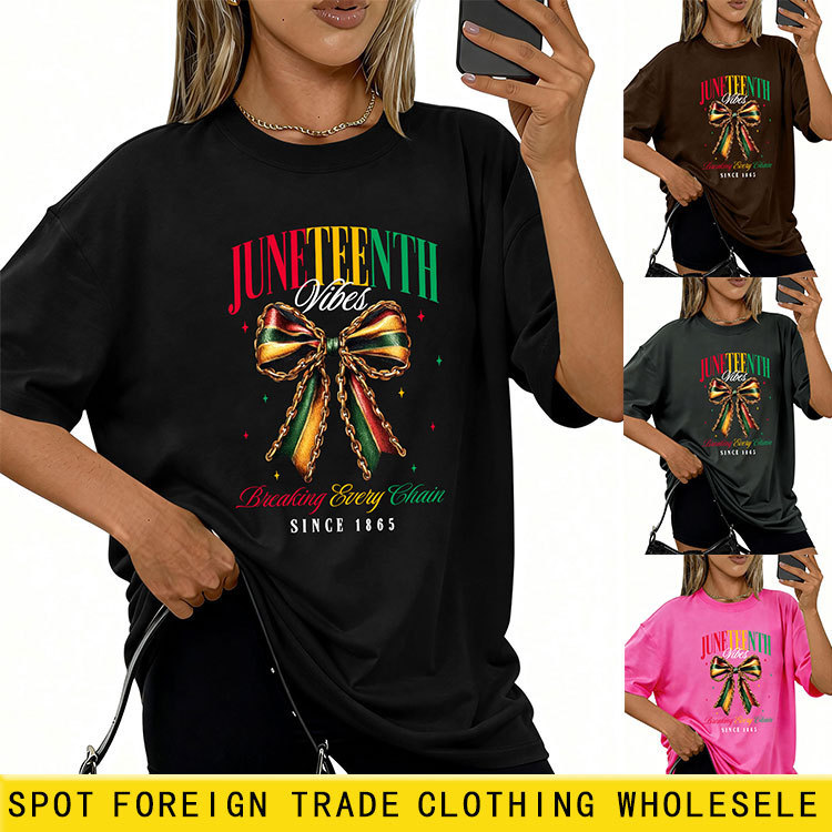 Juneteenth Vibes Breaking Amazon Ebay Independent Site Fashionable and Stylish Women's Short-Sleeve T-Shirt