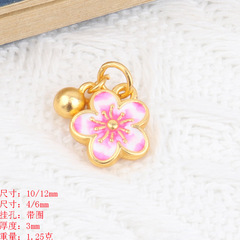 diy項鍊配件 沙金古法金燒藍桃花兩件套吊墜掛件手鍊串珠小滴溜批