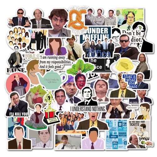 50 Classic Comedy Office The Office Cartoon Doodle Sticker Guitar Skateboard Decor Removable Decal