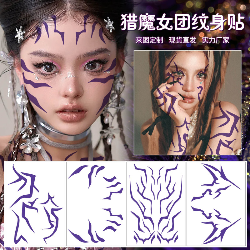 Cross-Border New Style Witch Girl Group Face Stickers High-End Male and Female Group Face and Body Temporary Party Tattoo Stickers