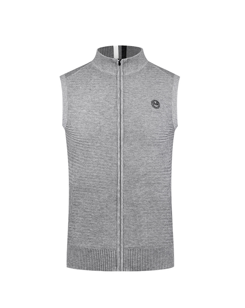 Áo vest len nam cổ đứng PGM – ấm áp mùa thu đông — YF501-màu xám, YF501-Đen, YF501-màu trắng chi tiết 10