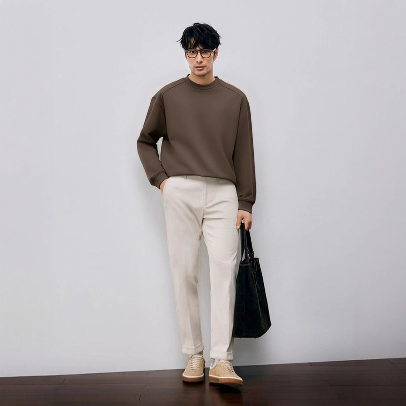 [Special Offer] Autumn and Winter Men's Solid Color Loose Fashion Trendy Casual Crew Neck Long-Sleeve Sweatshirt Men's Clothing
