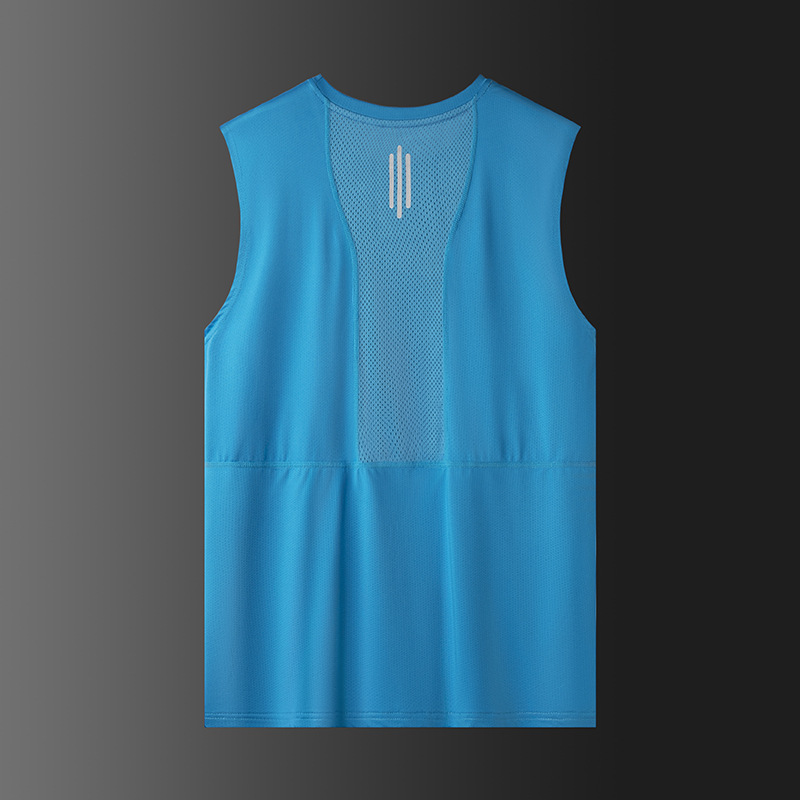 Camiseta sin mangas para hombres de verano delgada chaleco deportivo de hielo cuello redondo transpirable hombro camiseta de ejercicio para mujeres de yoga