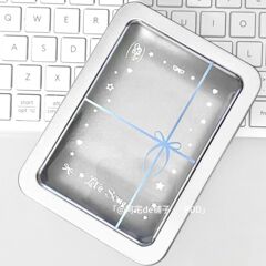 箱窓開け鉄箱銀色長条高颜値ins青蝶ネクタイプレゼント窓開け可視小カード収納箱