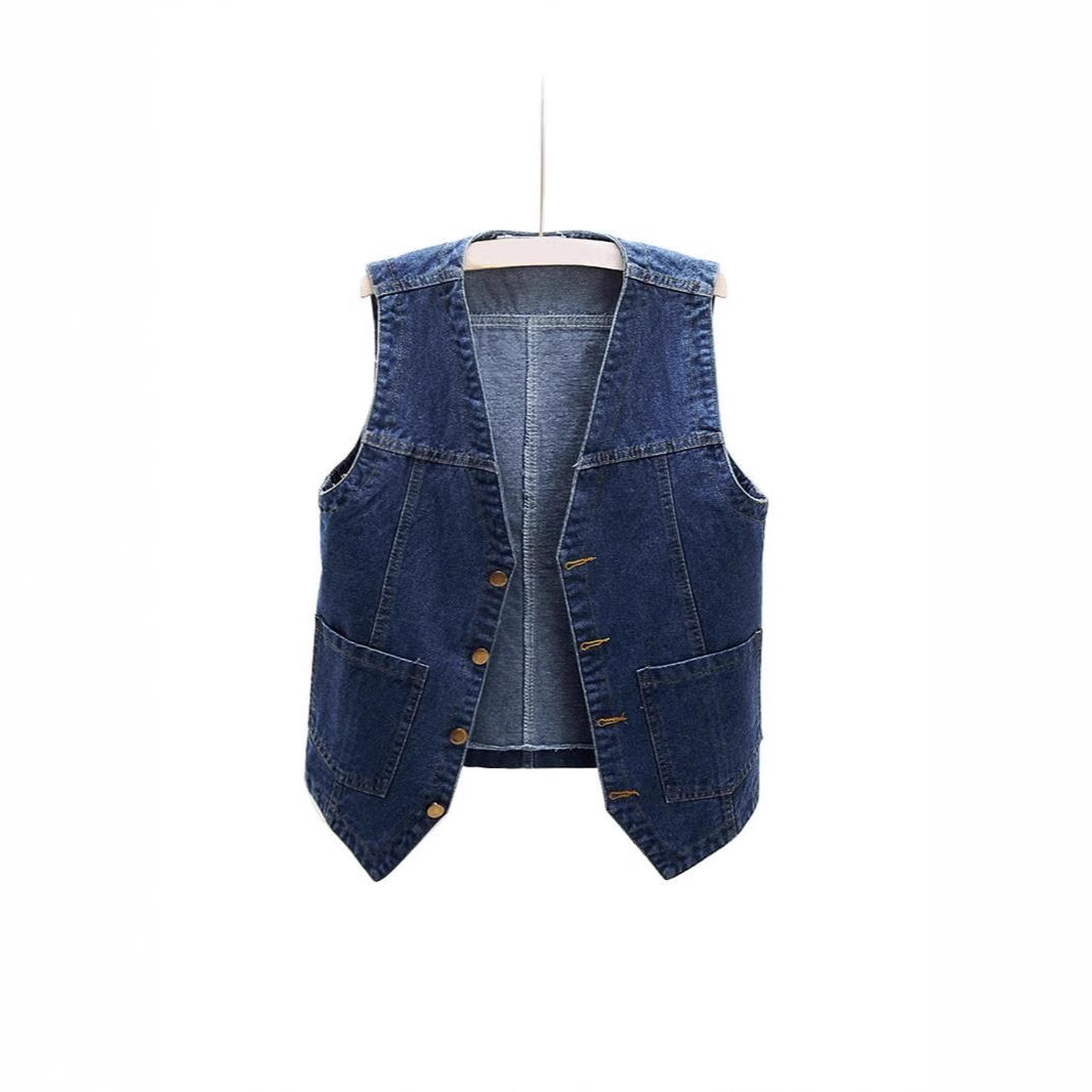DY Summer New All-match Denim Vest Short Loose Korean Style Sleeveless Jacket Vest Women's Waistcoat